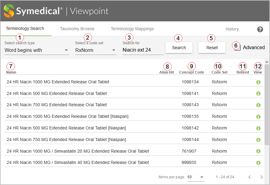 Terminology Search Terminology Search Tab